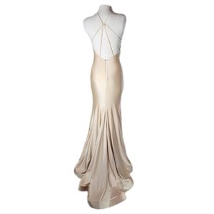 iNtrigue By Blush Dress Satin Jersey Fabric Strappy Back Champagne Size 0